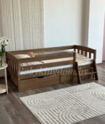 Односпальная кровать "Эрни Литтл" 70x140, 80×160,80×180,90×200 (с лесенкой и ящиками)(Антик)
