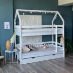 Двухъярусная кровать-домик "Мальта" из массива сосны 80 x180, 90х200 с ящиками