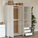 Шкаф Форест-2  с антресолью (с зеркалом белый воск)(массив сосны) — изображение 5