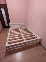 Двуспальная  кровать "Бора" 90x200,120x200,140х200,160x200,180x200 (белый воск)(массив сосны) — изображение 12