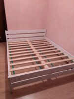 Двуспальная  кровать "Бора" 90x200,120x200,140х200,160x200,180x200 (белый воск)(массив сосны) — изображение 13