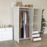 Шкаф Форест-2  с антресолью (с зеркалом белый воск)(массив сосны) — изображение 7