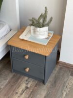 Тумба прикроватная Хаба 2 ящ(серый воск/антик крышка)(массив сосны) — изображение 2