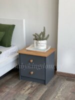 Тумба прикроватная Хаба 2 ящ(серый воск/антик крышка)(массив сосны)