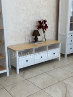 Тумба под ТВ 1460х565х460 мм Ф-156.16 массив сосны (белый воск)