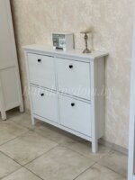 Тумба для обуви с 4-мя отделениями 1070х1010х220 мм Ф-156.13 из массива сосны (белый) — изображение 6