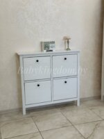 Тумба для обуви с 4-мя отделениями 1070х1010х220 мм Ф-156.13 из массива сосны (белый) — изображение 4