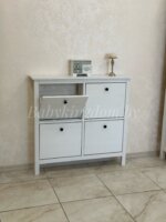 Тумба для обуви с 4-мя отделениями 1070х1010х220 мм Ф-156.13 из массива сосны (белый) — изображение 3