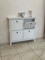 Тумба для обуви с 4-мя отделениями 1070х1010х220 мм Ф-156.13 из массива сосны (белый)