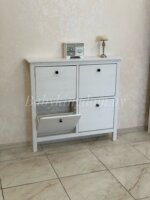 Тумба для обуви с 4-мя отделениями 1070х1010х220 мм Ф-156.13 из массива сосны (белый) — изображение 7