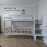 Двухъярусная кровать ROSTIK из березовой фанеры с лестницей -комодом( БЕЗ БОРТА БЕЗ ЯЩИКОВ)