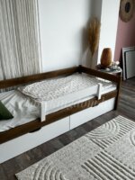 Односпальная кровать "Робби" c ящиками+борт (антик+белый)(массив сосны) — изображение 5