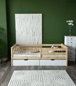 Односпальная кровать "Луна" с ящиками(лак+белый) 70x140, 80x160, 80x180, 90x200 (массив сосны) — изображение 6