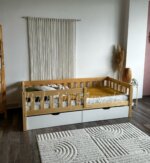 Односпальная кровать «Гретта» из массива сосны(лак+белый воск)70x140, 80×160, 80×180, 90Х200 с ящиками — изображение 2