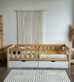 Односпальная кровать «Гретта» из массива сосны(лак+белый воск)70x140, 80×160, 80×180, 90Х200 с ящиками — изображение 3