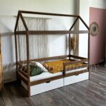 Кровать-домик "Альф со съемной крышей "(антик+белый) 80х180, 90x200 (массив сосны) с ящиками — изображение 4