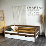 Односпальная кровать "Марта"(антик+белый) 70x140,80×160,80×180,90×200 (с ящиками) — изображение 2