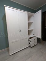 Шкаф Форест-2  с антресолью (с зеркалом белый воск)(массив сосны) — изображение 11