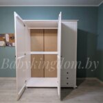 Шкаф Форест-2  с антресолью (с зеркалом белый воск)(массив сосны) — изображение 9