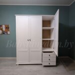 Шкаф Форест-2  с антресолью (с зеркалом белый воск)(массив сосны) — изображение 10