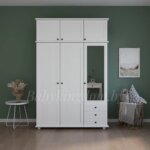 Шкаф Форест-2  с антресолью (с зеркалом белый воск)(массив сосны)