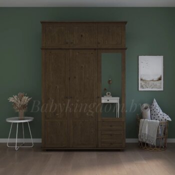 Шкаф Форест-2 с антресолью (с зеркалом цвет:Антик)(массив сосны)