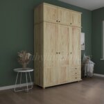 Шкаф Форест-2  с антресолью  и зеркалом (лак)(массив сосны) — изображение 4