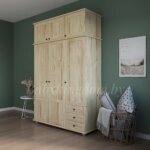 Шкаф Форест-2  с антресолью  и зеркалом (лак)(массив сосны) — изображение 5