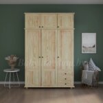 Шкаф Форест-2  с антресолью  и зеркалом (лак)(массив сосны) — изображение 3