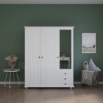 Шкаф Форест-2 (с зеркалом белый воск)(массив сосны)