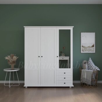 Шкаф Форест-2 (с зеркалом белый воск)(массив сосны)