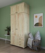 Шкаф Форест-1 с антресолью и зеркалом (массив сосны) (лак) — изображение 5