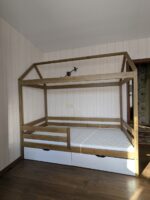 Кровать-домик "Альф со съемной крышей "(антик+белый) 80х180, 90x200 (массив сосны) с ящиками — изображение 10