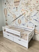 Односпальная кровать ROSTIK с крышей+ящики(без борта)  80x160, 80x180, 80x190, 90x190, 90x200(березовая фанера)