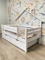 Односпальная кровать ROSTIK с крышей+ящики(без борта)  80x160, 80x180, 80x190, 90x190, 90x200(березовая фанера) — изображение 5