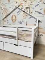 Односпальная кровать ROSTIK с крышей+ящики(без борта)  80x160, 80x180, 80x190, 90x190, 90x200(березовая фанера) — изображение 4