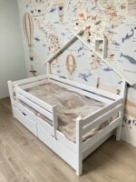 Односпальная кровать ROSTIK с крышей+ящики(без борта)  80x160, 80x180, 80x190, 90x190, 90x200(березовая фанера) — изображение 3