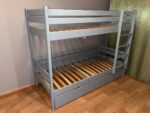 Двухъярусная кровать ROSTIK из березовой фанеры (ящики+борт)(серый) — изображение 3