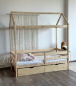 Кровать-домик "Альф со съемной крышей " 80х180, 90x200 (бесцветный лак ) с ящиками