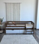 Односпальная кровать "Эрни Литтл" 70x140, 80×160,80×180,90×200 (с лесенкой и ящиками)(Антик+белый) — изображение 4