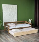 Односпальная кровать "Моана"(Антик+лак ) 80×160,80×180,90×200 с Выкатным местом