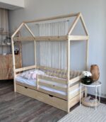Кровать-домик "Альф со съемной крышей " 80х180, 90x200 (бесцветный лак ) с ящиками — изображение 3