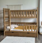 Двухъярусная кровать "ГЕНРИХ" из массива сосны  80x180, 90Х200 (c ящиками)(Антик) — изображение 3