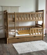Двухъярусная кровать "ГЕНРИХ" из массива сосны  80x180, 90Х200 (c ящиками)(Антик) — изображение 5