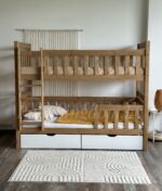 Двухъярусная кровать "ГЕНРИХ" из массива сосны (антик) 80x180, 90Х200 (c белыми ящиками) — изображение 4