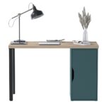 Стол письменный ИНГАР 1/ДВ/T дуб беленый/серо-бирюзовый/черный  арт. 01521