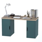 Стол письменный ИНГАР 2/ДВ/ДВ дуб беленый/серо-бирюзовый арт. 01583