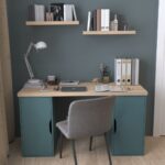 Стол письменный ИНГАР 2/ДВ/ДВ дуб беленый/серо-бирюзовый арт. 01583 — изображение 4