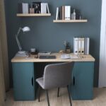 Стол письменный ИНГАР 2/ДВ/ДВ дуб беленый/серо-бирюзовый арт. 01583 — изображение 5