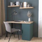 Стол письменный ИНГАР 1/ДВ/T дуб беленый/серо-бирюзовый/черный  арт. 01521 — изображение 4